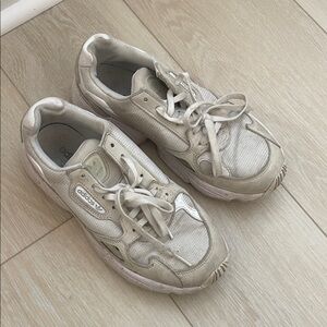 Adidas Cream and White Athletic Shoes